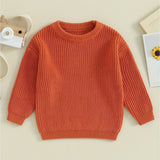 Toddler's Cozy Solid Color Knit Long Sleeve Round Neck Autumn Sweater - Soft, Warm, and Breathable Pullover Winter Sweatshirt for Boys and Girls - Perfect for Casual Daily Wear and Outdoor Play