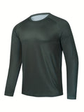 Plus Size Men's Solid Sweat Shirt Breathable Quick Dry Tees For Sports/outdoor, Men's Clothing