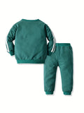 Buy 1 Get 1 Free, 2pcs Boys Fashionable Striped Warm Outfit Set - Cozy Long Sleeve Sweatshirt & Sweatpants for Spring, Fall, Winter - Comfortable & Durable