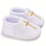 Baby Boys Baptism Cross No Tie Sip On Sneakers, Toddlers Crib Walking Shoes With Assorted Colors