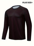 Plus Size Men's Solid Sweat Shirt Breathable Quick Dry Tees For Sports/outdoor, Men's Clothing