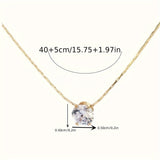 Unique Design Golden 6 Prong Rhinestone Pendant Necklace For Women, Lock Clasp Clavicle Chain, Perfect For Daily Wear Or Dating Party Decor Jewelry