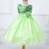 Toddler Girls Sleeveless Floral Dresses Solid Color Sequins Tutu Dress Princess Pageant Wedding Birthday Party Puffy Tulle Gown