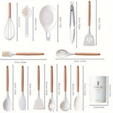 14pcs/set, Silicone Utensil Set, Kitchen Utensil Set, Safety Cooking Utensils Set, Non-Stick Cooking Utensils Set With Handle, Washable Modern Cookware, Kitchen Stuff, Kitchen Gadgets, Kitchen Essentials