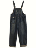 Women's Casual Denim Overalls, Spring Collection, Relax Fit Dungarees With Adjustable Straps, Versatile Streetwear