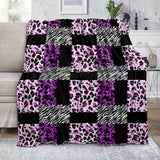 1pc Plush Leopard Print Blanket - Ultra-Soft, Stylish, and Cozy for Couch, Bed, and Travel - Ideal Gift for Mom, Wife, and Friends with Zebra and Purple Checkerboard Design