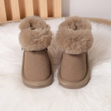 Casual Comfortable Plus Fleece Boots For Baby Boys, Non-slip Warm Furry Walking Shoes For Autumn And Winter