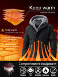 Men's Color Block Fleece Padded Jacket - Warm, Water-Resistant, and Breathable with Zip-Up Closure, Multiple Pockets, and Adjustable Hood - Perfect for Winter Outdoor Activities and Casual Daily Wear