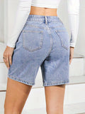 greatnfb Washed Water Ripple Embossed Shorts, Slash Pockets Causal Vintage Denim Pants, Women's Denim Jeans & Clothing