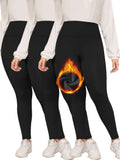 3 Pieces Thermal leggings for women in Fall and Winter, thin fleece high waist leggings workout yoga pants