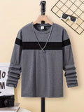 Long Sleeve Boys Casual Pullover Knit Top - Soft Medium Stretch Polyester Fabric, Crew Neck, Regular Fit, Machine Washable - Perfect for Spring and Fall Seasons