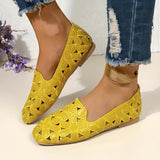 Women's Solid Color Elegant Loafers, Floral Cut Out Lightweight Slip On Shoes, Breathable Travel Shoes