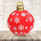 24-inch Large PVC Inflatable Christmas Ball, Firmly Standing Outdoor Decoration for Yard and Swimming Pool Holiday
