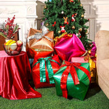 3pcs Set 22" Christmas Gift Box Balloons with Assorted Ribbons - Perfect for Holiday Parties & Decorations, No Power Needed