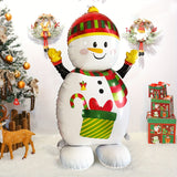 4D Large Base Snowman Balloon with Gloves, Hat, Scarf, Christmas Gift Design, Aluminum Film Balloon for Christmas Party Decor, Winter Snowman Festival Decoration, New Year and Holiday Activities Supplies - Mixed Color