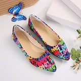 Stylish Cartoon Print Pointed Toe Slip-On Shoes - Ultra Lightweight, Super Comfortable, Breathable Superfine Fiber Upper - Perfect for Spring, Casual Occasions