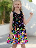 Girls' Sleeveless Summer Dress - Charming Butterfly Print - Trendy and Casual Design for Playdates and Everyday Fun