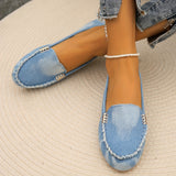 Womens Soft Round Toe Canvas Flats - Stylish Casual Slip-Ons - Feather-Light, Ultimate Comfort for All-Day Walking - Versatile All-Match Style