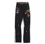 galleriesy pant designer pants galleriesy dept letter print galleries denim straight sweatpants speckled letter print pant 0032