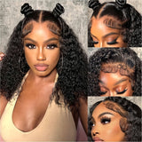 13x4 HD Jerry Curly Lace Front Bob Wigs For Women Human Hair 180% Density Pre Plucked Natural Hairline With Baby Hair Curly Bob Wig Human Hair Glueless Comfort Fit For Daily Wear & Special Occasions