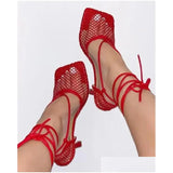 Sandals  Spring/Summer Mesh Belt High Heel Womens Large Size Thin Hollow Roman Shoes 240605 Drop Delivery Accessories Dhmmo