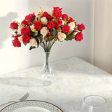 4pcs/12 Heads Rose Artificial Flowers Fake Two Color Flowers With Stems Faux Roses Flower Bouquets For Home Wedding Party Decoration