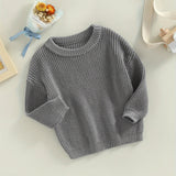 Toddler's Cozy Knit Sweater - Soft Long Sleeve Round Neck Pullover with Solid Color and Loose Fit Design - Perfect for Casual Daily Wear and Outdoor Play