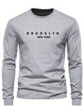 LHeurystic Men's Athletic Long Sleeve Tee - Breathable, Stretchy Polyester Blend with Letter Print for Outdoor & Casual Wear