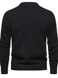 Mens Classic Crew Neck Polyester Knitted Pullover Sweater - Soft Medium Stretch Fabric, Regular Fit, Machine Washable - Perfect for Fall and Winter Casual Wear