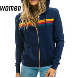 Womens hoodie Womens clothes Stripe Zip hoodie pullover sudaderas Long Sleeve Woman sweatshirt t shirt O-Neck Rainbow Stripe Lightning Print long sleeve Hoodies