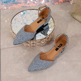 Elegant Spring-Ready Low Heel Flats – Lightweight, Pointed Toe with Secure Ankle Strap, Versatile Solid Color