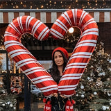 2pcs 33-Inch Extra Large Cane Aluminum Film Balloons - Vibrant Christmas Party Decorations with Durable Cane Handles - Perfect for Indoor Outdoor Festive Celebration Props