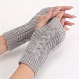 Stay Warm & Stylish This Winter: Fingerless Knit Long Gloves For Women