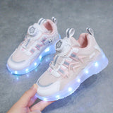 Rechargeable Luminous LED Sneakers - Radiant, Breathable, Non-Slip, Shock-Absorbing Shoes with Rotating Button - Perfect for Active Boys, Ideal for Outdoor Running, Walking, and Playing