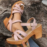 Sandals  Summer Womens High Heel Gladiator Sandals Strap Platform Sandals Womens Comfortable Square High Heel Sandals Womens Sandals XW6.5