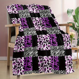 1pc Plush Leopard Print Blanket - Ultra-Soft, Stylish, and Cozy for Couch, Bed, and Travel - Ideal Gift for Mom, Wife, and Friends with Zebra and Purple Checkerboard Design