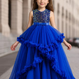 Enchanting Sleeveless Ruffle Trim Mesh Tutu Dress for Girls - A Dreamy Elegant Choice for Formal Occasions & Ball Parties - Girls Fashion Clothing