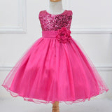 Toddler Girls Sleeveless Floral Dresses Solid Color Sequins Tutu Dress Princess Pageant Wedding Birthday Party Puffy Tulle Gown