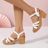 Sandals  Summer Womens High Heel Gladiator Sandals Strap Platform Sandals Womens Comfortable Square High Heel Sandals Womens Sandals XW6.5