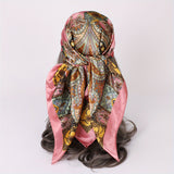 35.4" Luxurious Vintage Paisley Print Square Scarf - Soft Imitation Silk Satin, Windproof, Head Wrap, Neckerchief, Fashion Accessories for Women - Stylish, Versatile, and Comfortable