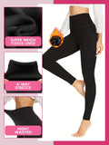 Cropped High Waist Pocket Plush Lined Yoga Legging, Outer-space Pattern Print, Women's Activewear For Fall And Winter