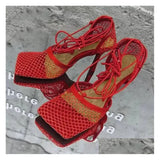 Sandals  Spring/Summer Mesh Belt High Heel Womens Large Size Thin Hollow Roman Shoes 240605 Drop Delivery Accessories Dhmmo