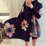 Vintage Floral Jacquard Scarf - Luxurious Cashmere Blend, Cozy Warm, Windproof, Short Beard Shawl - Perfect Blanket Scarf for Autumn Winter