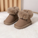 Casual Comfortable Plus Fleece Boots For Baby Boys, Non-slip Warm Furry Walking Shoes For Autumn And Winter