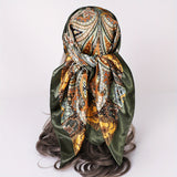 35.4" Luxurious Vintage Paisley Print Square Scarf - Soft Imitation Silk Satin, Windproof, Head Wrap, Neckerchief, Fashion Accessories for Women - Stylish, Versatile, and Comfortable