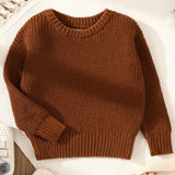 Soft & Cozy Babys Solid Knitted Sweater Pullover - Classic Round Neck Design for Boys & Girls - Perfect for Spring & Autumn/Fall Wardrobe