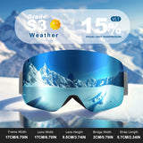 [Double Pack] Adult Cool Ski Goggles Anti-fog and Wind OTG Extra Large Double Layer PC Lens Skiing and Ice Skating VLT10%