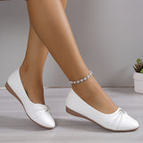 Womens Elegant Round Toe Mary Jane Slip-On Ballet Flats - Crystal Embellished, Soft PU Leather Upper, Rubber Sole, Comfortable and Versatile Shoes for All Seasons