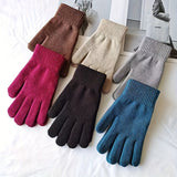 [5 Pairs ] Gloves Winter General-purpose Thickened Velvet Warm Outdoor Cycling Cashmere Black Knitted Simple Trend Gloves