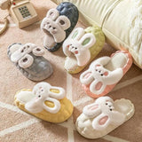 Cute Rabbit Shoes Winter Fuzzy Slippers Women Detachable Washable House Shoes Outdoor Garden Indoor Floor Slipper Dropshipping